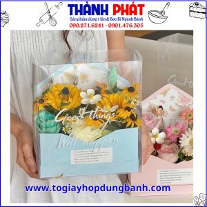 Túi mica vali đựng hoa và bánh tặng quà - Túi quà tặng mica bìa thư - Túi mica bìa thư đựng bánh và hoa - Hộp mica bìa thư - Túi vali bìa thư tặng quà