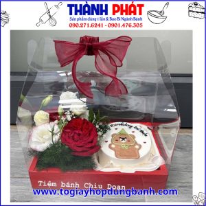 Hộp mica vali đựng bánh và hoa tặng quà - hộp mica quai xách quà vali 2 ngăn đựng yến chưng tặng - hộp đựng yến chưng tặng quà - Hộp mica quai xách làm quà tặng