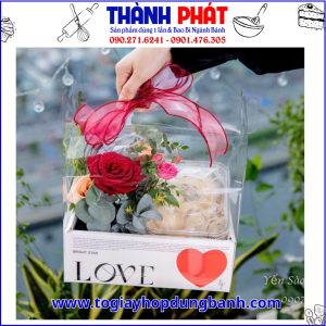 Hộp mica vali đựng bánh và hoa tặng quà - hộp quà vali 2 ngăn đựng yến chưng tặng - hộp mica quai xách đựng yến chưng tặng quà - Hộp mica quai xách làm quà tặng