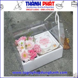 Hộp mica vali đựng bánh và hoa tặng quà - hộp quà vali 2 ngăn đựng yến chưng tặng quà - hộp mica 2 ngăn quai xách đựng yến chưng tặng quà - Hộp mica quai xách làm quà tặng