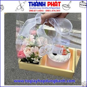 Hộp vali đựng bánh và hoa tặng quà - hộp quà vali 2 ngăn đựng yến chưng tặng - hộp đựng yến chưng tặng quà - Hộp mica quai xách làm quà tặng