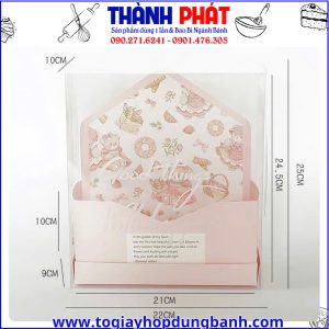 Kích thước hộp mica bìa thư quai nhựa - túi mica bìa thư đựng hoa và bánh - túi mica bìa thư đựng hoa tiền làm quà