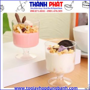 Ly GD-2021 đựng bánh mousse - Ly mica đựng bánh tiệc teabreak - Ly mica chân đế GD-2021 đựng kem - Ly panna cotta GD-2021