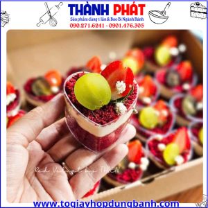 Ly mica đựng bánh tiramisu hình tim - Ly mica tim 5040-ly pudding hình tim- ly tráng miệng mini