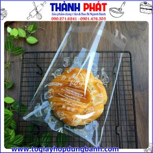 Túi dán miệng in hình 17cm x 23cm đựng bánh sừng trâu - Túi đựng bánh croissant- Túi đựng bánh mì bơ tỏi - Túi đựng bánh ngọt in hình dễ thương
