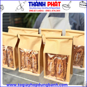 Túi giấy đựng bánh gạo lức-Túi gấp mí trắng- nâu size nhỏ - Túi giấy đựng sanwhich-túi bánh mì có cửa sổ
