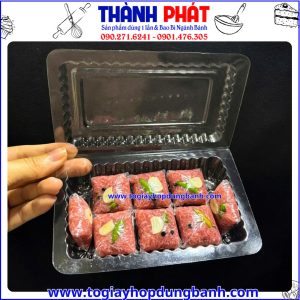 hộp 6 lỗ đựng nem- hộp nhựa đựng nem trong suốt -hộp đựng đồ ăn nhanh mini -hộp nhựa PET đựng thực phẩm