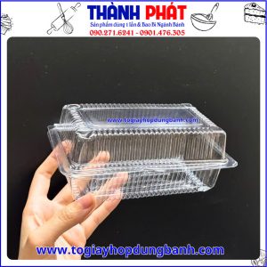 hộp H03 hình chữ nhật- hộp nhựa chữ nhật đựng bánh- hộp đựng bánh bông lan trứng muối- hộp đựng bánh su kem