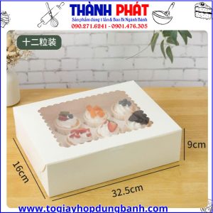 hộp cupcake 12 ngăn -hộp giấy cupcake nắp kính -hộp đựng bánh cupcake bakery-hộp giấy đựng bánh ngọt -hộp cupcake bakery