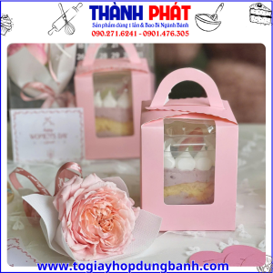hộp cupcake có quai xách -hộp bánh cupcake cao cấp-ly tiramisu làm quà tặng tiệc cưới, dịp lễ-hộp đựng cupcake 1 cái