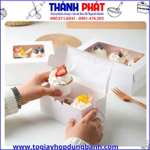 hộp cupcake nắp kính- hộp cupcake cửa sổ trong- hộp đựng bánh muffin- hộp bánh cupcake đẹp