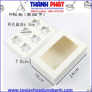 hộp đựng 6 cupcake -hộp giấy cupcake 6 ngăn -hộp cupcake nắp kính -hộp đựng bánh cupcake