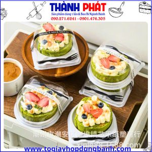hộp đựng bánh kèm nĩa- hộp bánh bông lan cuộn kem- hộp nhựa trong đựng bánh- hộp đựng bánh cuộn
