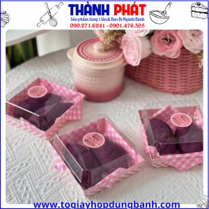 hộp giấy caro hồng đựng bánh -hộp đựng bánh kem mini -hộp đựng bánh tiramisu- hộp giấy đựng bánh ngọt