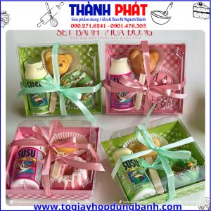 hộp giấy đựng bánh mousse -hộp giấy caro hồng đựng bánh -hộp đựng bánh kem mini- hộp đựng bánh tiramisu