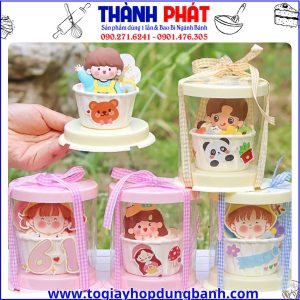 hộp trụ mica đựng bánh -hộp tròn đựng cupcake- hộp mica đựng bánh mousse- trụ đựng cupcake mini