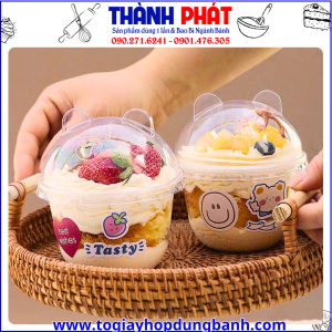 ly nắp gấu 300ml- ly đựng bánh mousse- ly đựng tiramisu- ly đựng panna cotta nắp gấu