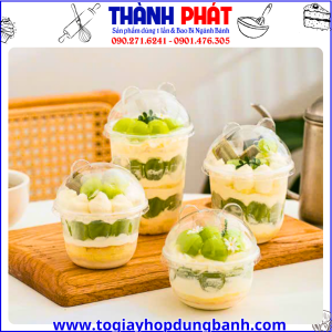 ly nắp gấu 300ml-ly đựng panna cotta- ly nhựa trong suốt, ly đựng bánh lạnh- ly dessert cup- ly đựng bánh nhiều lớp- ly nắp gấu dễ thương