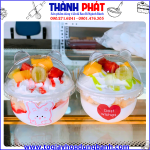 ly nhựa 250ml- ly nắp gấu- ly đựng bánh mousse- ly đựng panna cotta
