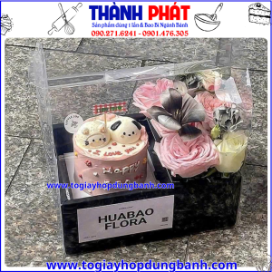 Hộp Vali 2 ngăn màu đen - Hộp 2 ngăn đựng bánh và hoa màu đen -Hộp quà tặng 2 ngăn Vali đen-Hộp 2 ngăn đựng quà tặng bạn gái