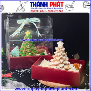Hộp mica 2 ngăn đỏ đựng hoa và bánh -hộp Vali 2 ngăn đỏ đựng bánh và hoa -hộp mica cao cấp- hộp đựng cây thông Noel