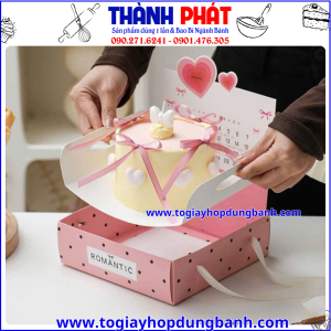 Hộp mica đựng bánh in lịch đựng bánh kem tặng quà -Hộp mica romantic đựng bánh kem -Hộp bánh kem mica romantic tim -Hộp đựng bánh mix vị làm quà tặng