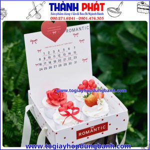 Hộp mica romantic đựng bánh kem -Hộp bánh kem mica romantic tim -Hộp đựng bánh mix vị làm quà tặng-Hộp in lịch đựng bánh làm quà sinh nhật