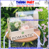 Hộp quà 2 ngăn đựng bánh và hoa romantic -Hộp mica 2 ngăn màu vàng pastel đựng bánh và hoa romantic -Hộp đựng quà tặng 20-10 - quà tặng 8-3 -Hộp đựng bánh và hoa làm quà tặng các dịp lễ