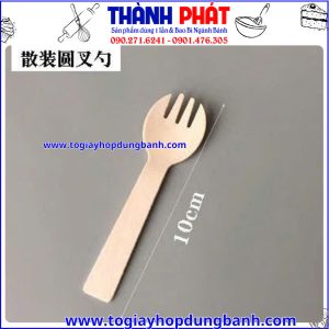Kích thước muỗng đầu nĩa gỗ 10cm- muỗng nĩa gỗ dùng 1 lần- muỗng gỗ ăn bánh- muỗng nĩa gỗ ăn mousse- muỗng nĩa gỗ tiramisu