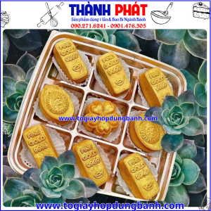 hộp 9 ngăn đựng bánh thỏi vàng -hộp đựng 9 cái bánh thỏi vàng-hộp packaging đế vàng 9 ngăn bánh trung thu-hộp nhựa 9 ngăn đế vàng