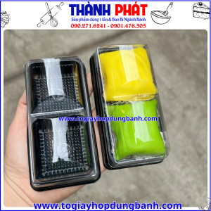hộp F72 2 ngăn- hộp đựng bánh crepe-hộp bánh take away- hộp đựng dessert-hộp nhựa 2 ngăn mini