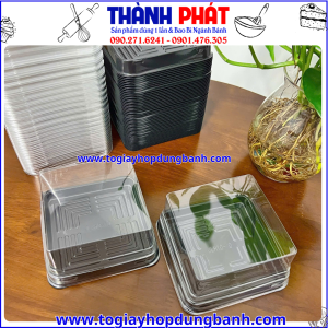 hộp XY10-10 đen- hộp nhựa PET đế đen -hộp đựng bánh rau câu- hộp đựng rau câu hoa nổi -hộp đựng xôi đẹp