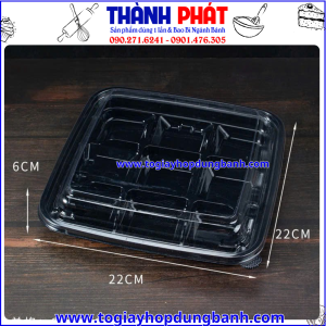 hộp đế đen 9 ngăn đựng bánh trung thu mini 75g- hộp nhựa đế đen đựng bánh 9 ô- hộp đựng bánh thỏi vàng- hộp đựng mochi 9 ngăn- hộp đựng rau câu cao cấp