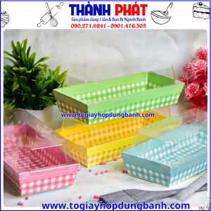 hộp đựng bánh caro vàng- hộp giấy đựng thức ăn mang đi -hộp bánh takeaway đẹp- hộp đựng bánh bông lan giá rẻ -hộp giấy đựng sandwich