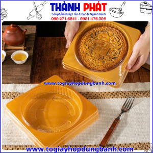 hộp đựng bánh dẻo trứng muối- hộp pet vuông đựng bánh trung thu cao cấp- hộp đựng bánh trong suốt-hộp bánh trung thu đẹp