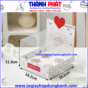 hộp đựng bánh in lịch- hộp bánh kem màu trắng chấm bi mini đẹp -hộp đựng bánh in lịch quà tặng- hộp mica trái tim