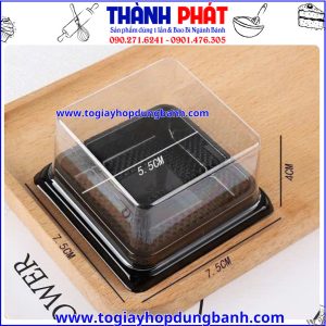 hộp đựng bánh trung thu mini 75g- hộp XY65S- hộp bánh trung thu đế đen- hộp đựng bánh lava trứng chảy