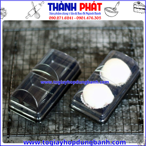 hộp đựng mochi 2 ngăn- hộp nhựa đựng bánh ngọt- hộp PET trong suốt 2 ngăn- hộp bánh take away