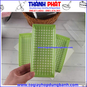 hộp giấy caro xanh lá -hộp giấy đựng thức ăn -hộp bánh đẹp giá rẻ- hộp đựng bánh bông lan -hộp giấy takeaway