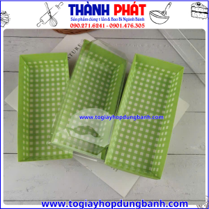 hộp giấy chữ nhật E1985- hộp đựng bánh mang đi- hộp giấy caro xanh lá- hộp giấy đựng thức ăn- hộp bánh đẹp giá rẻ