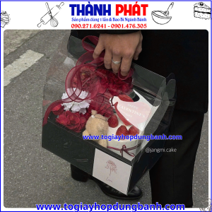 hộp mica 2 ngăn -hộp quà tặng cao cấp- hộp đựng bánh sinh nhật đẹp -hộp đựng hoa và bánh sang trọng-hộp 2 ngăn quà 20-10