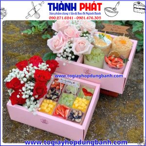 hộp mica đựng trái cây- hộp quà sinh nhật đẹp- hộp quà 8-3 cho nữ- hộp valentine màu hồng