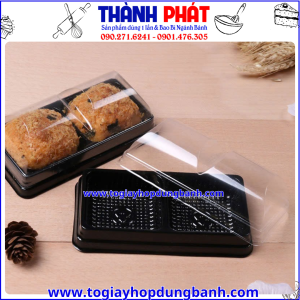 hộp nhựa đựng bánh ngọt- hộp PET trong suốt 2 ngăn- hộp bánh take away- hộp đựng dessert