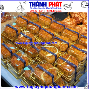 hộp nhựa pet vuông đế vàng đựng bánh trung thu mini 125g -hộp đựng bánh mousse đế vàng sang trọng hộp bánh trung thu mini nắp trong suốt đẹp giá rẻ
