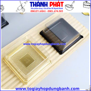 hộp nhựa pet vuông đựng bánh trung thu mini 125g -hộp đựng bánh mochi nhỏ cao cấp giá rẻ -hộp đựng bánh trung thu mini nắp trong suốt -hộp đựng bánh mousse bánh lạnh vuông 9cm