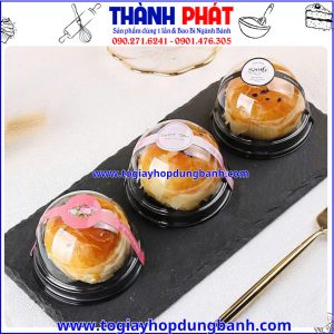 hộp nhựa tròn mini đựng bánh- hộp bánh mousse cao cấp- hộp bánh handmade đẹp- hộp tròn đế đen đựng bánh nhỏ