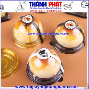 hộp nhựa tròn mini đựng bánh-hộp cầu XY68S đế đen- hộp bánh handmade đẹp- hộp tròn đựng bánh nhỏ