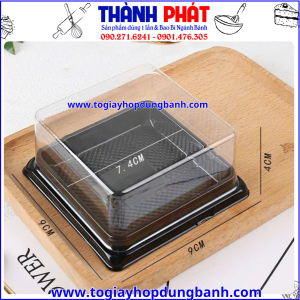 hộp xy80s đế đen đựng bánh trung thu 100g -hộp nhựa vuông đựng bánh trung thu mini 125g -hộp đựng bánh mochi nhỏ cao cấp giá rẻ -hộp đựng bánh trung thu mini nắp trong suốt