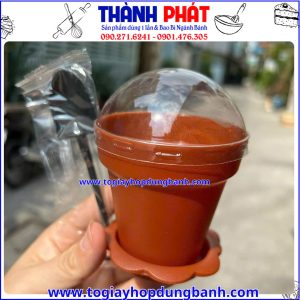 ly bánh kèm xẻng- ly dessert hình chậu cây- ly tiramisu dễ thương- ly nhựa đựng bánh- ly pudding đẹp- ly đựng bánh sen đá