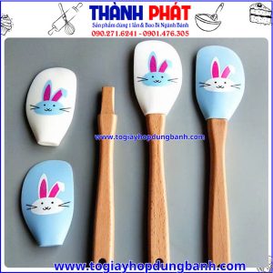 phới trộn cán gỗ- spatula làm bánh- dụng cụ làm bánh- phới vét bột- phới silicon chịu nhiệt- spatula hình thỏ